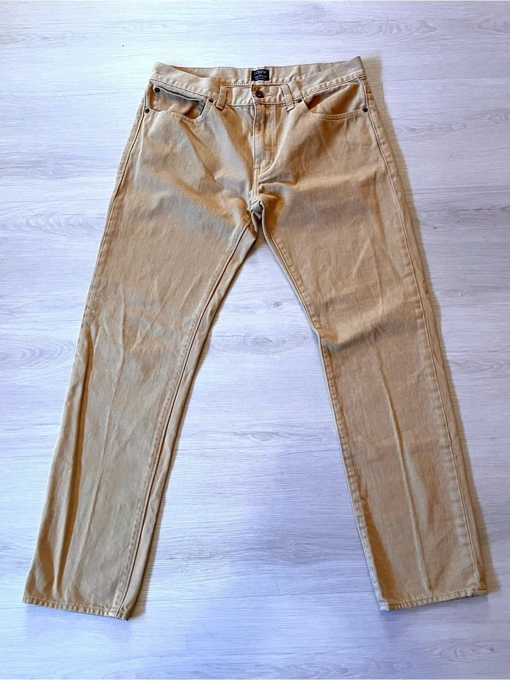 J. Crew Men's The Driggs Straight Leg Khaki Tan Jeans Size 32x30
